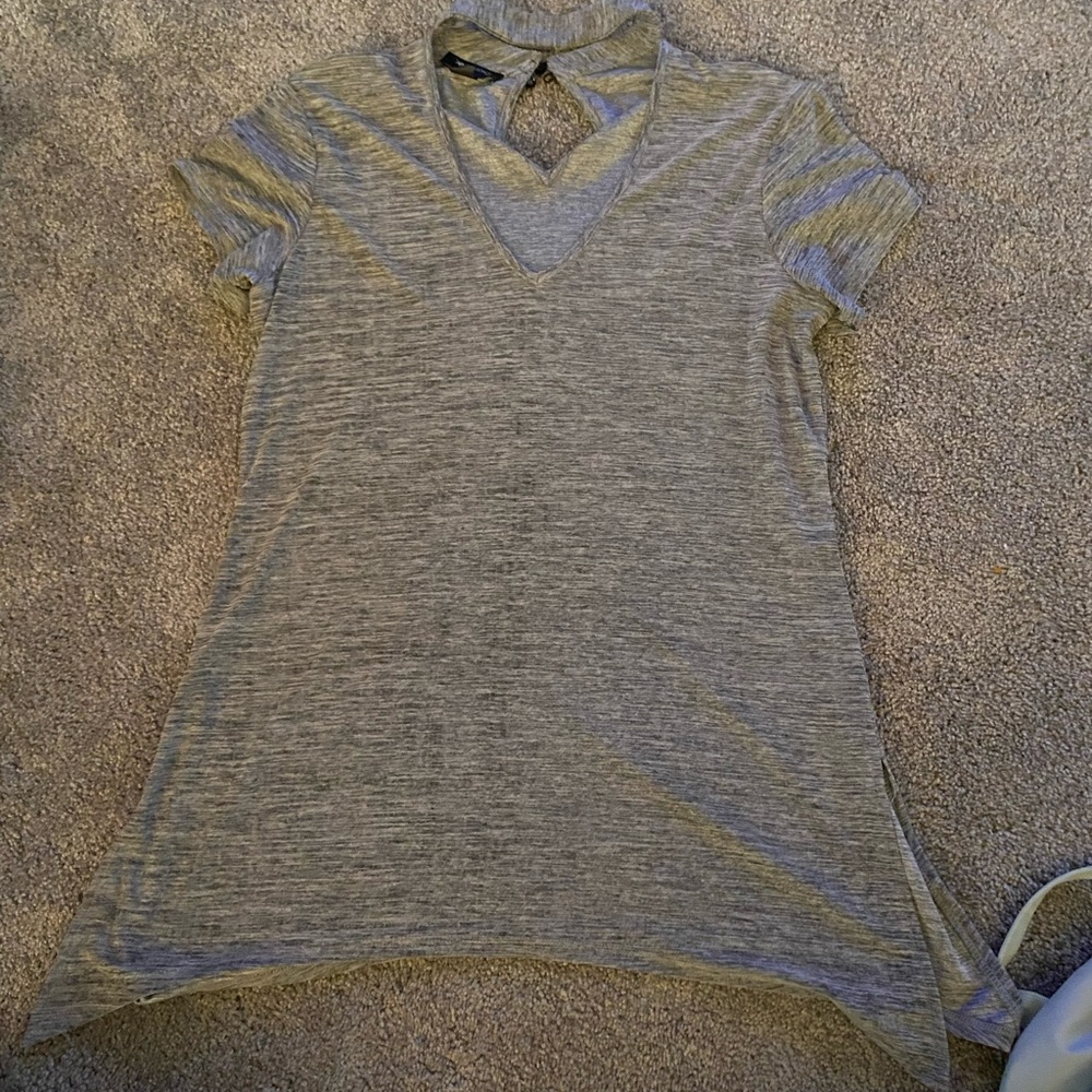 Grey dressy v-neck shirt
